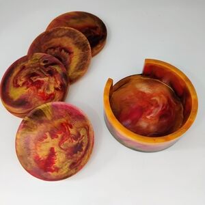 Elegant Swirl Coaster Set with Holder